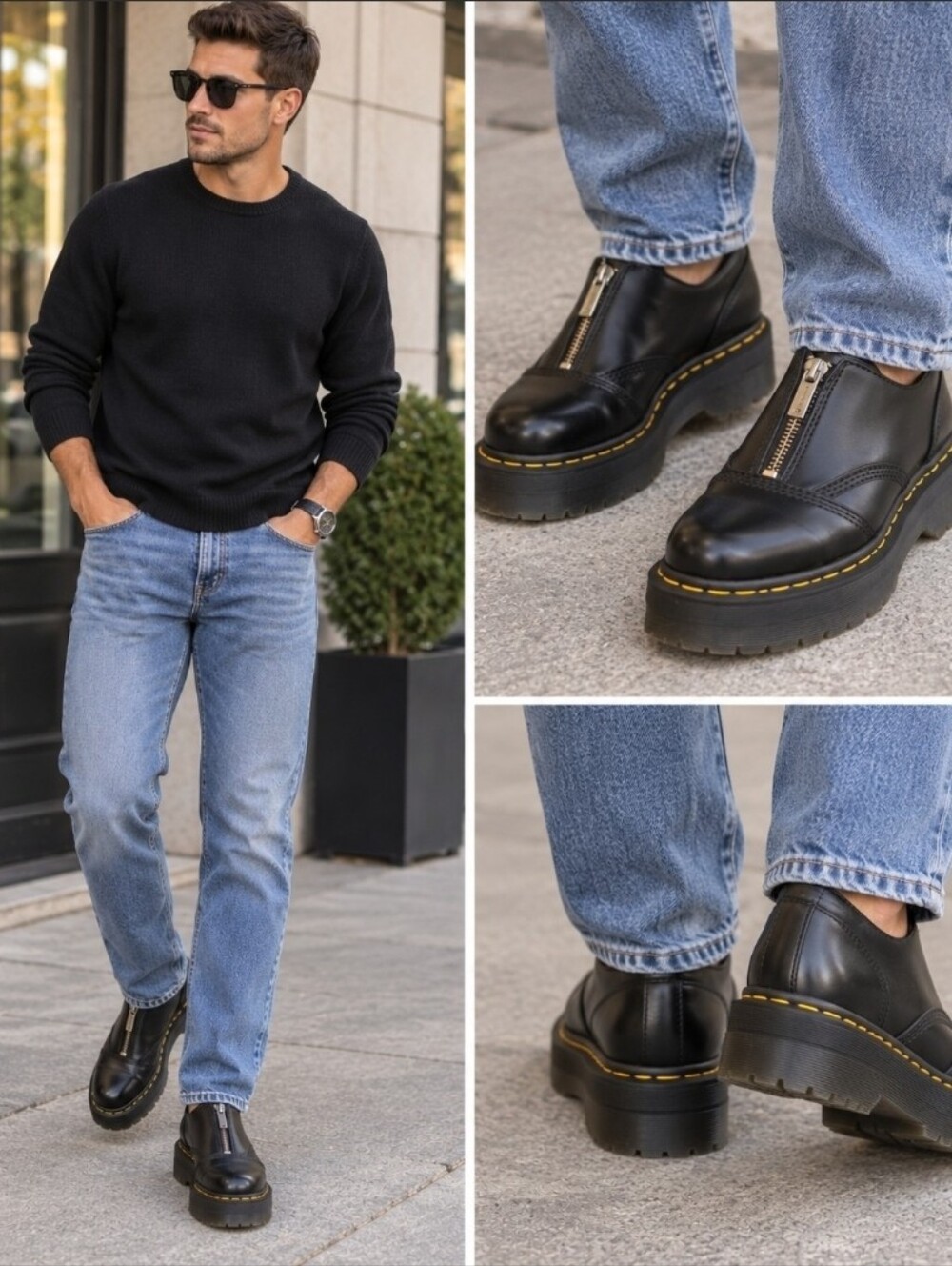 Dr Martens 1461 Quad Zipper Black 7 US M 8 US L EU 39 UK 6 Doc Martens